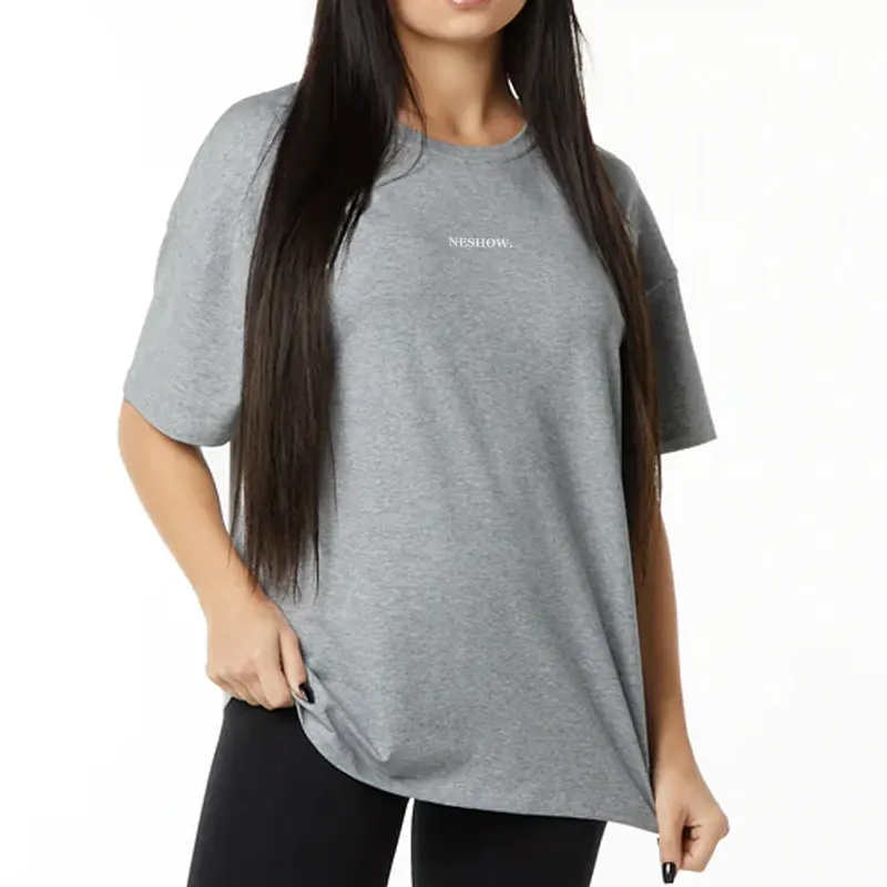Nouveautés Logo personnalisé coupe ample vêtements de sport t-shirts surdimensionnés pour femmes été col rond à manches courtes basique hauts t-shirt en coton