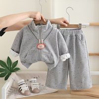 2025 nouveau décontracté filles doublé polaire hiver tenue bébé fille enfants hiver sweat Cardigan deux pièces ensemble