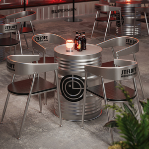 Set di Arredamento per Caffetteria Commerciale con Opzione Logo Personalizzato, Tavolo e Sedie da Pranzo Argento per Uso in Negozi di Marca - Product Image 6