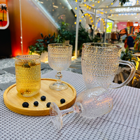 Tasse à café en cristal sans plomb Raymond, faite à la main, style rétro, avec anse et texture bulle, pour la maison, le café et la salle à manger