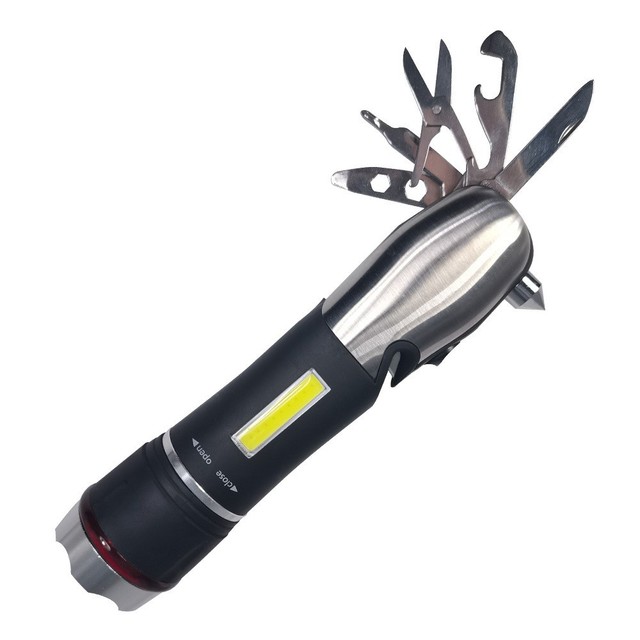 Hot Strong Light Pen Knife With Seat Belt High Lumens Linterna Lantern Hammer Led Torch Light Tactical Flashlight