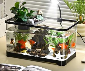 Mini aquarium décoratif pour poissons rouges-Design <span class=keywords><strong>simple</strong></span> Petit bol aquatique en plastique minimaliste avec lumière LED pour petit poisson d'ornement - Product Image 3