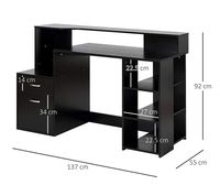 Table d'ordinateur de bureau moderne pour écriture, 1 pièce, bureau, maison, bureau d'écriture, étagère pour imprimante, avec tiroirs de rangement et étagères