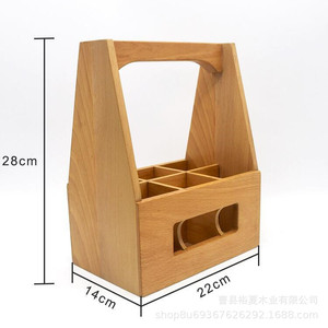 Wooden Beer Carrier 6 Bottle Portable Liquor Holder <b>Bar</b> <b>Tool</b> - Product Image 3