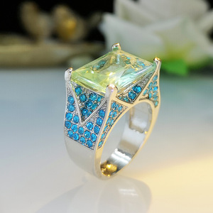 Anello con pietra blu quadrata, design personalizzato e accessori alla moda per l'uso quotidiano - Product Image 6