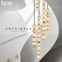 Lustre LED moderne en marbre d'albâtre naturel, suspension en pierre espagnole pour plafond haut, escalier, hall d'entrée, salon