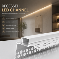 Profilé LED en aluminium encastrable flexible pour plâtre, avec couvercle en silicone dépoli, pour éclairage de plafond et de mur courbé (vente en gros)
