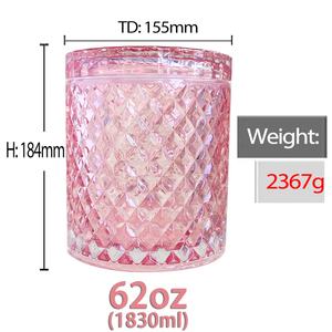 LANGXU - Azucarero Moderno Personalizado de 63 oz, Color Rosa Dorado, con Diseño de <span class=keywords><strong>Granada</strong></span>, Jarra de Cristal Tallada en Diamante, Bonitas Tazas y Tazones de Cristal para Alimentos - Product Image 2