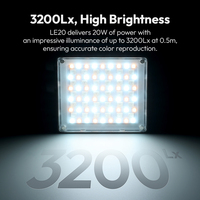 Ulanzi LE20 20W RGB Lumière de Poche CRI 95 + 2500K-9000K Gamme Dimmable LED pour Photographie Vidéo DSLR Vlog Téléphone Studio Selfie Utilisation