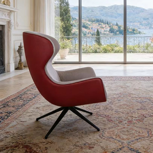 Sillón Giratorio Moderno de Lujo, Tapizado en Tela de Cuero Rojo, Sillón con <span class=keywords><strong>Respaldo</strong></span> Alto para Sala de Estar o Dormitorio - Product Image 5