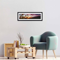 Bingkai Foto MDF 10"x30" Modern Hitam Bingkai Kayu Foto Fashion Dengan Alas Bingkai Poster Pajangan Keluarga Panoramic