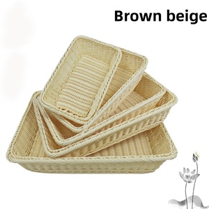 Hochwertiger rechteckiger Rattan-ähnlicher Aufbewahrung organisator Kunststoff gewebtes Brot und Obstkorb - Product Image 6