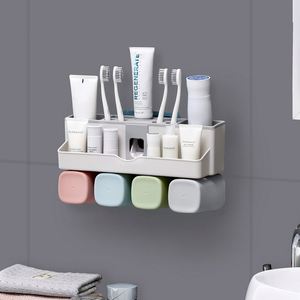 Wall Mounted Bathroom Soap Dispenser Smart Toothbrush <b>Holder</b> Automatic <b>Toothpaste</b> Dispenser With Tooth Cup - Product Image 2