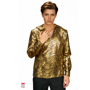 Chemise vintage scintillante à manches longues des années 1970, haut de scène scintillant pour les artistes disco et les fêtes - Product Image 1