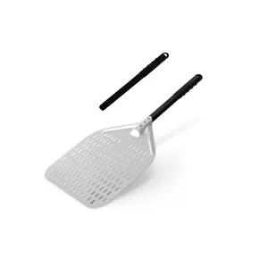 2023 New Perforated Anodized Aluminum Square Pizza Peel With Removable Handle For Portable Oven Use