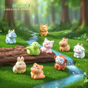 ตุ๊กตา<span class=keywords><strong>การ์ตูน</strong></span>น่ารัก รูปนักษัตรจีนขนาดเล็กน่ารัก ของตกแต่ง DIY ของประดับตกแต่งโต๊ะทำงานและรถยนต์ - Product Image 1