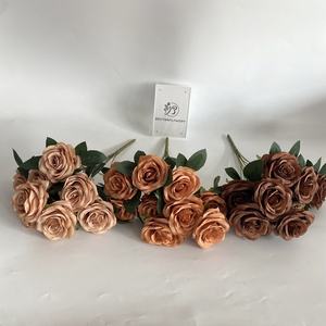 ดอกกุหลาบสีแดงเข้ม9หัว,ดอกกุหลาบประดิษฐ์สำหรับตกแต่งงานแต่งงาน - Product Image 2