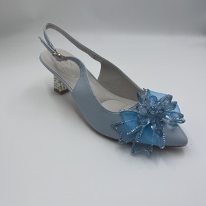 Sandali da Donna con <span class=keywords><strong>Tacco</strong></span> Alto, Punta Affusolata, Slingback in PU, Fiore 3D in Cristallo, Strass, <span class=keywords><strong>Tacco</strong></span> Piatto, <span class=keywords><strong>Scarpe</strong></span> da Festa - Product Image 5
