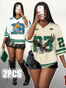 Tontons personnalisé femmes grande taille maille sport haut court séchage rapide respirant maillot Y2K rétro Streetwear t-shirt - Product Image 3