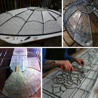 Dôme de toit en vitrail de mosquée avec couche protectrice en verre trempé, motifs personnalisés par dessin, dôme en verre double vitrage