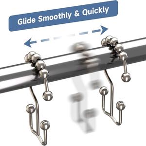 Rust Proof <b>Double</b> <b>Sided</b> Shower <b>Curtain</b> Hooks Decorative Nickel Shower <b>Curtain</b> Hooks - Product Image 2