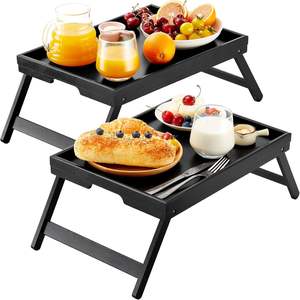 Bandeja de Bambú Personalizada para Desayuno en Cama con Patas Plegables y Asas, Ideal para Parejas, Sofá, Comer, Trabajar, Usada como Escritorio para Portátil - Product Image 2