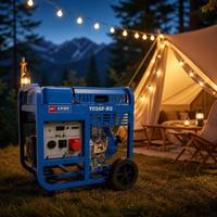 Générateur diesel silencieux de marque Yuchai 5 kW, modèle YC5GF-D3, 400 V/230 V, triphasé, refroidi par air, station d'alimentation portable avec AVR