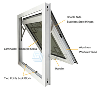 Fenêtres d'auvent en aluminium à double vitrage teintées pour porte d'entrée de maison personnalisée Australian Standard à coupure thermique