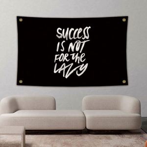 Venta al por mayor de fábrica: Banderas de tela premium de 90x150cm (3x5 pies) con sublimación de tinta - El éxito no es para los perezosos - Product Image 5