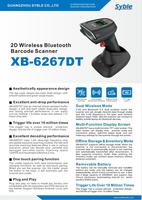 Lecteur de codes-barres 2D sans fil XB-6267DT Syble pour supermarché, avec écran d'affichage et support