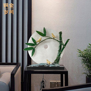 Adorno de Cobre con Bambú que Trae la Paz, Decoración Redonda Dorada para Escritorio Feng Shui, Regalo de Oficina - Product Image 4