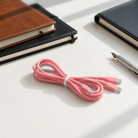 Kabel Micro-USB Pengisian Cepat PVC Pink untuk Komputer, Ponsel, Earphone, Perangkat Android, Smartwatch & Mobil