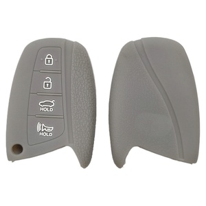 Housse de clé télécommande en silicone à 4 boutons, étui de protection pour clé <span class=keywords><strong>Hyundai</strong></span> Santa Fe DM Grandeur HG Sedan Genesis G80, ensemble porte-clés - Product Image 5