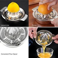 Presse-agrumes manuel en acier inoxydable 304 avec bol de 10 oz, presse-citron et presse-orange, presse à main avec passoire intégrée et 2 becs verseurs