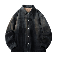 Veste en velours côtelé sur mesure OEM pour homme, doublure Sherpa, patchwork à carreaux, boutonnée, coupe oversize, veste chemise, vêtement d'extérieur hiver
