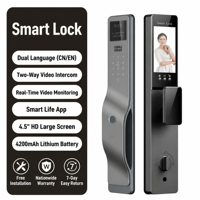 Serrure de porte intelligente LUONA Tuya Home Technology, technologie WiFi, reconnaissance faciale 3D, alliage d'aluminium, barre de serrure, batterie USB, déverrouillage par mot de passe, application à distance
