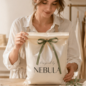 Sac à cordon personnalisé avec logo, pochette cadeau en satin, sac anti-poussière avec ruban pour vêtements, perruques et extensions capillaires - Product Image 6