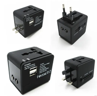 Adaptor perjalanan Universal 2.1A, dengan 2 port USB Plug dinding AC internasional pintar dunia