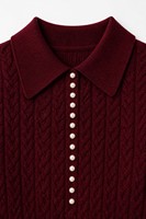 Robe en tricot pour femme avec logo personnalisé, col polo, manches longues, couleur unie, décontractée, hiver, mélange acrylique, usine OEM & ODM
