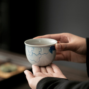 Hand Painted Ceramic Teacup <b>Large</b> Size Floral Design For Pu'er <b>Tea</b> Tasting Kung Fu <b>Tea</b> Set - Product Image 3