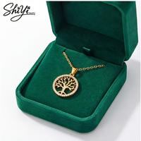 Collier pendentif Arbre de Vie plaqué or 14 carats avec incrustation de zircon, bijou tendance pour femme, à porter au quotidien, idéal comme cadeau