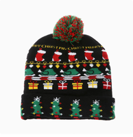 Cappello Natalizio in Maglia Acrilica con Luci LED, Cappello di Babbo Natale Luminoso per Adulti e Bambini