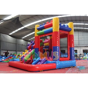 <span class=keywords><strong>El</strong></span> <span class=keywords><strong>castillo</strong></span> hinchable con temática de bloques de construcción de color caramelo con tobogán acuático texturizado antideslizante es un modelo de mejora para padres e hijos - Product Image 4