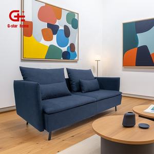 تصميم جديد أريكة مقطعية من نسيج أزرق قابلة للتحويل على شكل حرف L-3 مقاعد للشقة غرفة المعيشة أو الفندق مع - Product Image 3