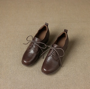 Leather belt buckle single layer sheepskin shoes <b>pointed</b> <b>toe</b> solid color leather shoes Mid Calf - Product Image 2