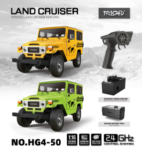 Voitures RC HG4-50, modèle Land Cruiser FJ40 à l'échelle 1/16, télécommandées 2,4 GHz, brossées, tout-terrain avec lumières, sons et fumée, DIY - Product Image 6