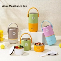 Boîte à lunch isotherme en acier inoxydable à double couche de style japonais pour les employés de bureau et les étudiants, récipient à lunch portable