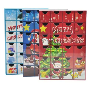 En stock! Boîtes de papier d'emballage de cadeau de jouet Boîte de calendrier de l'avent de Noël de 24 jours