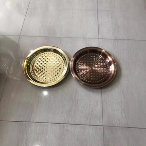 Stainless Steel Gold Plated Serving Tray Oval With <b>Apple</b> Design For Hotel And Home Use - Product Image 3