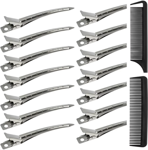 12 pinces à bec de canard en métal antirouille, pinces crocodiles latérales pour la <span class=keywords><strong>coupe</strong></span> de cheveux, la teinture et le maquillage, pinces pour franges - Product Image 1